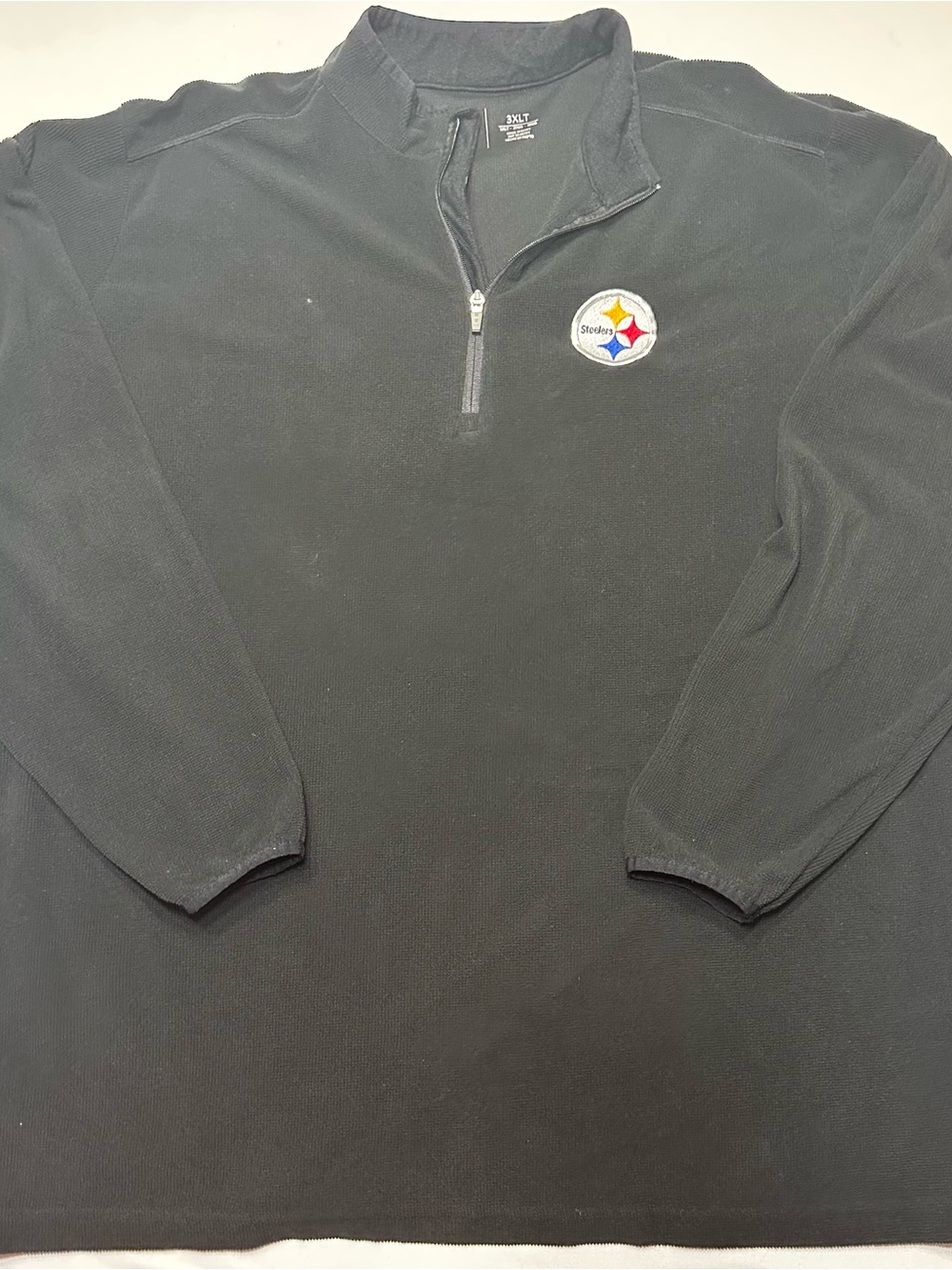 Pittsburgh Steelers Quarter Zip Fleece Jacket 3XLT 3X Tall Black NFL